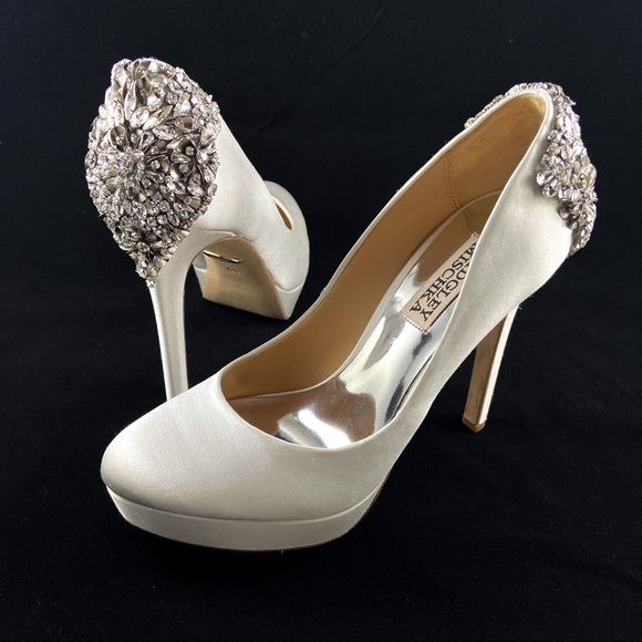 Badgley Mischka Shoes - Badgley Mischka Viola Satin Embellished Pumps